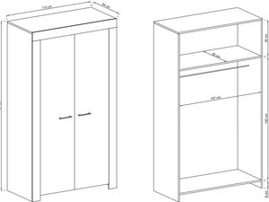 Miniaturka 6 - Rysunek techniczny szafy z wymiarami