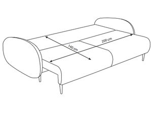 Miniaturka 17 - Schemat techniczny sofy z zaokrąglonymi podłokietnikami