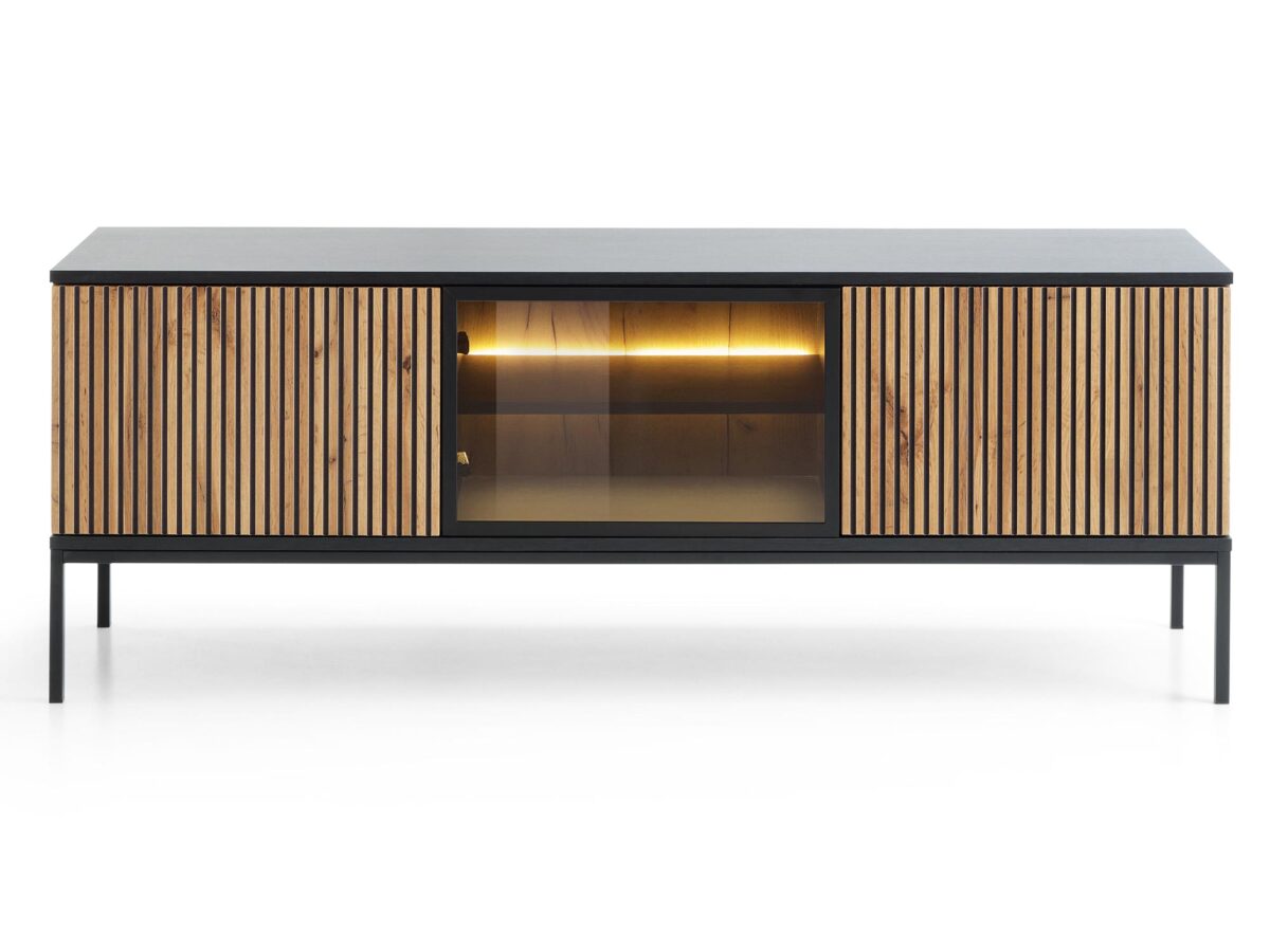 Szafka RTV Spokój w Odcieniach Dąb Wotan/Czarny