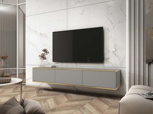 Miniaturka 5 - Szafka RTV szara wisząca w nowoczesnym wnętrzu salonowym