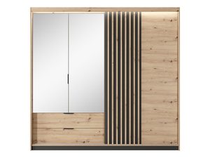 Miniaturka 1 - Szafa z lustrem i drewnianymi frontami, nowoczesny design