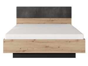 Miniaturka 1 - Łóżko z pojemnikiem na pościel i drewnianym zagłówkiem, nowoczesny design do sypialni