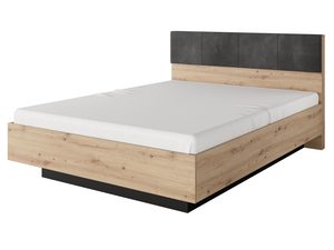 Miniaturka 2 - Łóżko z pojemnikiem na pościel i drewnianym zagłówkiem, nowoczesny design do sypialni