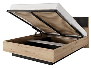 Miniaturka 8 - Łóżko z pojemnikiem na pościel i drewnianym zagłówkiem, nowoczesny design