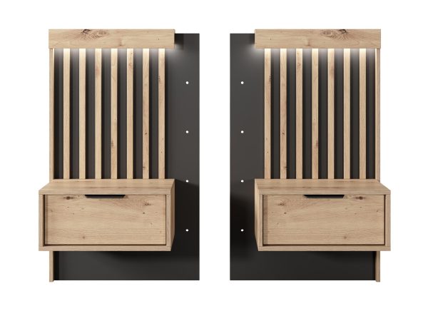 Nowoczesne szafki nocne z drewnianymi akcentami i szufladami do sypialni