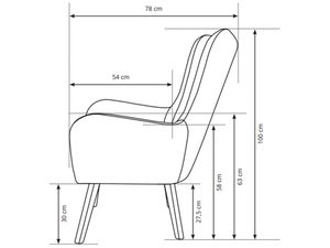 Miniaturka 14 - Rysunek techniczny fotela welurowego z pionowym pikowaniem, nowoczesny design