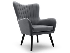 Miniaturka 6 - Szary fotel tapicerowany z pionowym pikowaniem