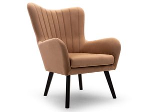 Miniaturka 10 - Beżowy fotel tapicerowany z pionowym pikowaniem