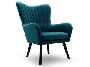 Miniaturka 2 - Turkusowy fotel tapicerowany z pionowym pikowaniem w nowoczesnym designie