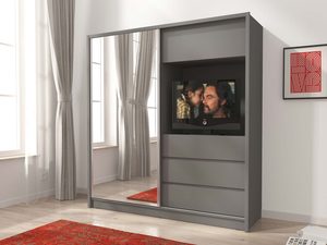Miniaturka 5 - Nowoczesna szafa z lustrzanymi drzwiami i panelem na telewizor