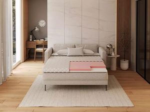 Miniaturka 1 - Sypialnia z łóżkiem tapicerowanym i cienkim materacem nawierzchniowym
