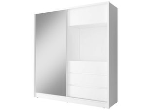 Miniaturka 1 - Biała szafa z lustrzanymi drzwiami i szufladami, styl nowoczesny