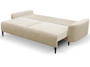 Miniaturka 5 - Beżowa sofa welurowa z funkcją spania w nowoczesnym designie
