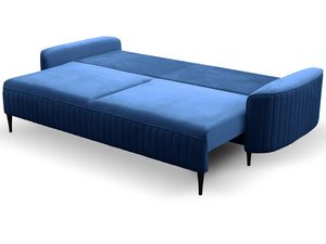 Miniaturka 17 - Niebieska sofa welurowa z funkcją spania, metalowe nóżki