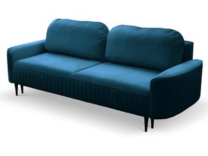 Miniaturka 27 - Granatowa sofa welurowa do salonu z prostym designem