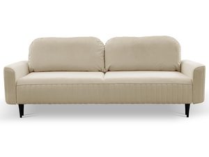 Miniaturka 2 - Beżowa sofa welurowa do salonu z prostym designem