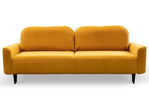 Miniaturka 8 - Musztardowa sofa welurowa do salonu w stylu retro