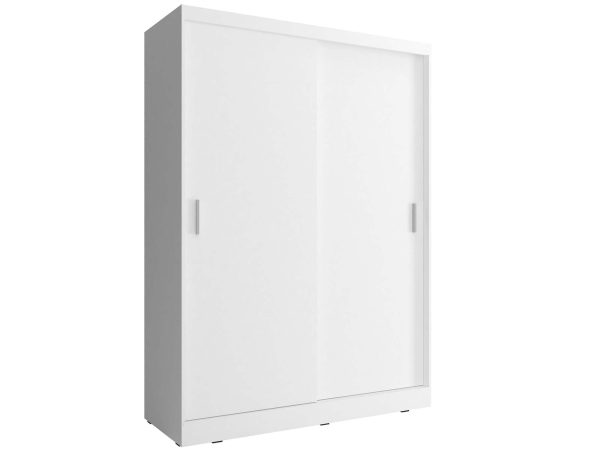 Biała szafa z drzwiami przesuwnymi do sypialni, styl minimalistyczny