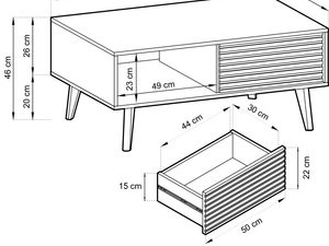 Miniaturka 5 - Techniczne wymiary eleganckiej ławy z szufladą