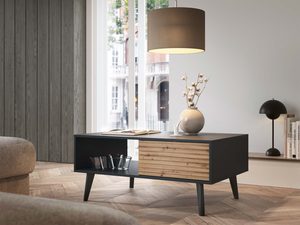 Miniaturka 3 - Nowoczesna komoda z czarnymi frontami i drewnianym korpusem