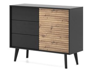 Miniaturka 1 - Nowoczesna komoda z frezowanym frontem i czarnymi szufladami w stylu nowoczesnym