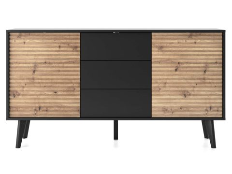 Nowoczesna komoda z szufladami i drewnianymi frontami