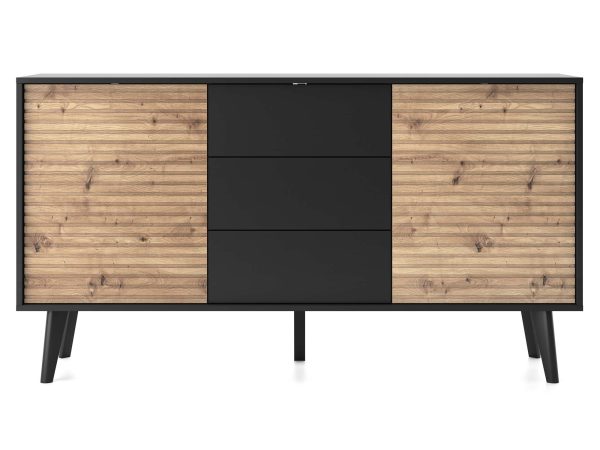 Nowoczesna komoda z szufladami i drewnianymi frontami