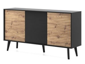 Miniaturka 1 - Komoda z drewnianymi frontami i czarną obudową w stylu loftowym