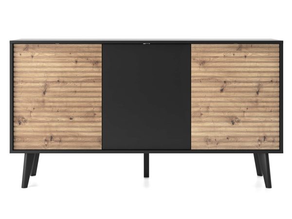 Loftowa komoda z drewnianymi frontami