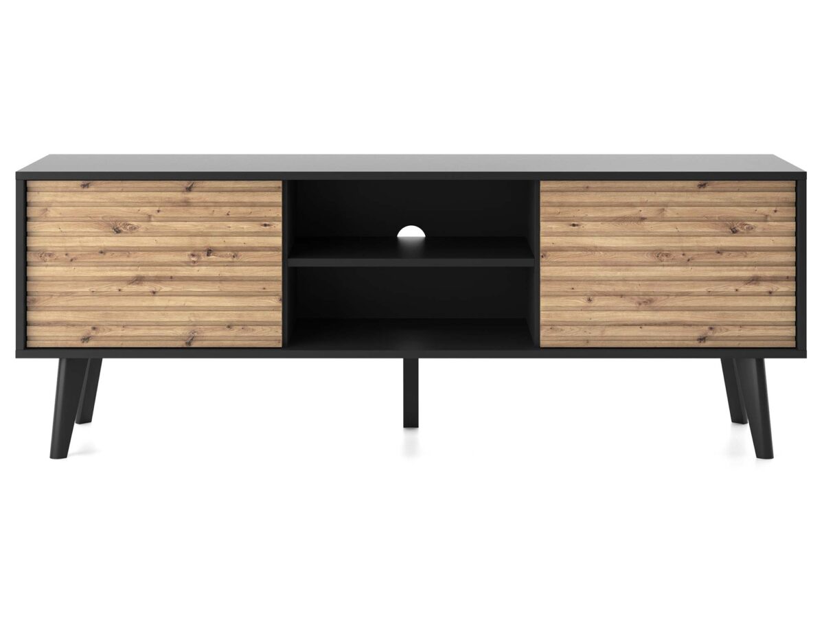 Nowoczesna Szafka RTV Wierzba 154cm Dąb Artisan/Czarny