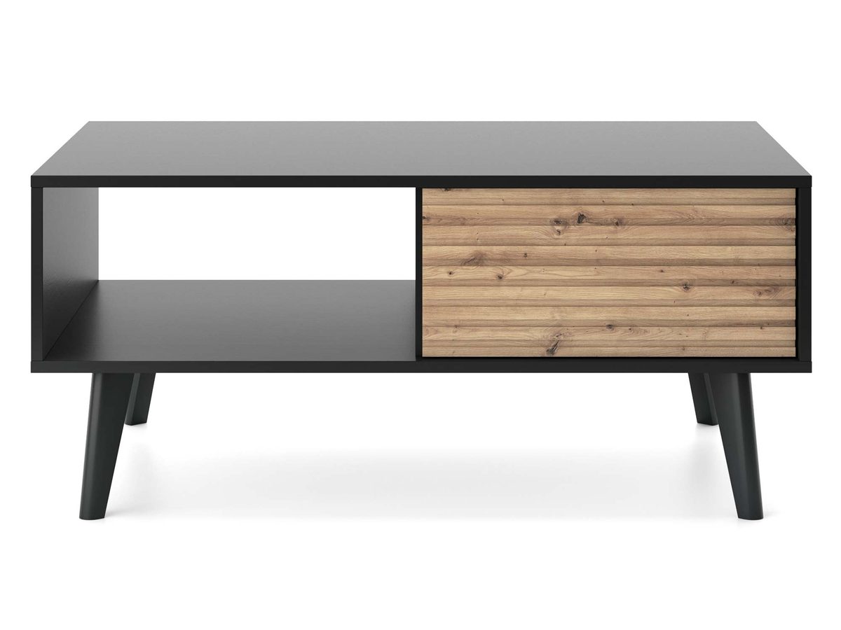 Elegancka Ława Wierzba 104 cm Kontrast Dąb i Czarny