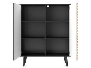 Miniaturka 2 - Nowoczesna komoda z drewnianymi frontami i czarną obudową