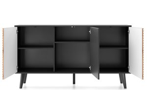 Miniaturka 2 - Nowoczesna komoda z czarnymi frontami i drewnianym wykończeniem