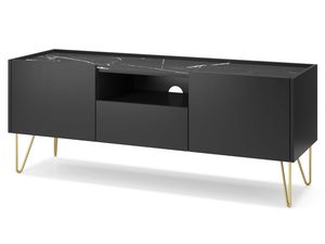 Miniaturka 1 - Nowoczesna szafka RTV z marmurowym blatem i przestrzenią otwartą