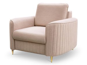 Miniaturka 2 - Beżowy fotel tapicerowany w stylu nowoczesnym z szerokimi podłokietnikami