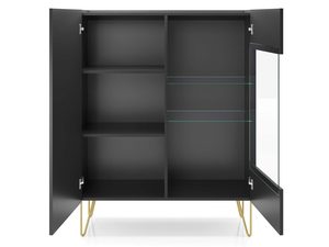 Miniaturka 2 - Czarna witryna z otwartymi drzwiami i półkami ze szkła