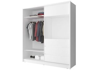 Miniaturka 2 - Wnętrze przesuwnej szafy białej z półkami i drążkiem