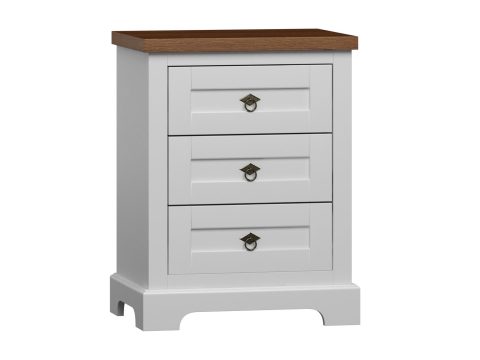 Biała komoda z trzema szufladami, styl prowansalski