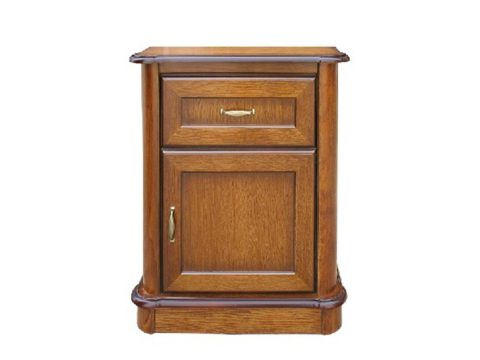 Klasyczna drewniana szafka nocna z ozdobnymi uchwytami