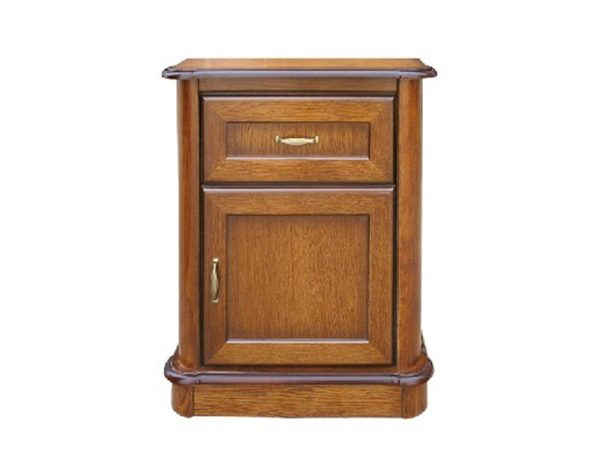 Klasyczna drewniana szafka nocna z ozdobnymi uchwytami