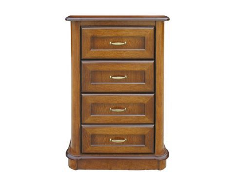 Drewniana komoda z czterema szufladami, klasyczny styl