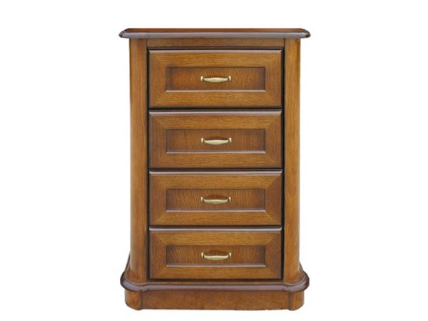 Drewniana komoda z czterema szufladami, klasyczny styl