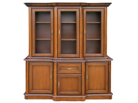 Drewniana witryna w stylu klasycznym z przeszklonymi drzwiami