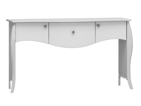 Biała toaletka z giętymi nogami i szufladą do eleganckiej sypialni