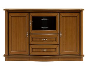 Miniaturka 10 - Drewniana komoda z rzeźbionymi detalami, wieloma szufladami i klasycznym wykończeniem do eleganckiego wnętrza