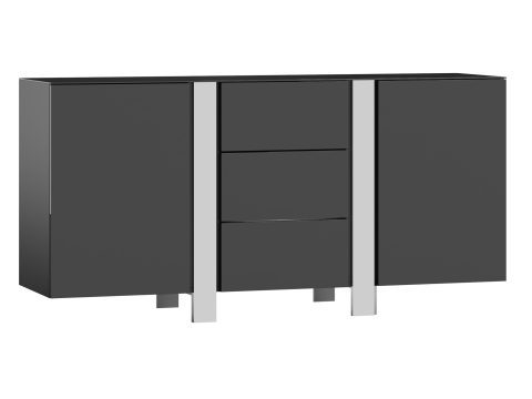 Nowoczesna komoda w grafitowym wykończeniu z metalowymi akcentami i prostym designem do eleganckiego wnętrza