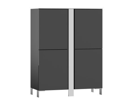 Nowoczesna szafa w grafitowym wykończeniu z metalowymi akcentami i prostym designem do eleganckiego wnętrza