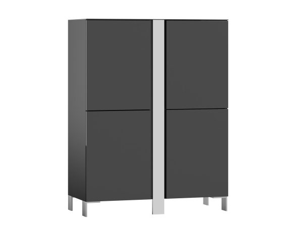 Nowoczesna szafa w grafitowym wykończeniu z metalowymi akcentami i prostym designem do eleganckiego wnętrza