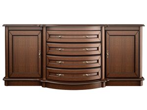 Miniaturka 5 - Klasyczna komoda z wieloma szufladami, rzeźbionymi detalami i dekoracyjnymi uchwytami do eleganckiego wnętrza