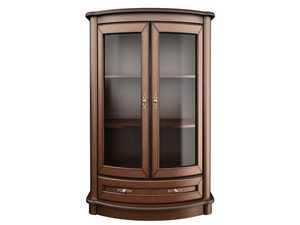 Miniaturka 1 - Klasyczna witryna narożna z przeszklonymi drzwiami, rzeźbionymi detalami i dekoracyjnymi uchwytami do eleganckiego wnętrza